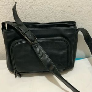 Black SAS Leather Shoulder Bag Made in the USA Multi Pocket